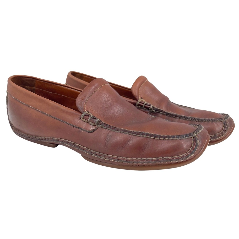 HS Trask Mens Driving Loafer Brown Leather Moc Toe Vibram Sole Quality Size 11
